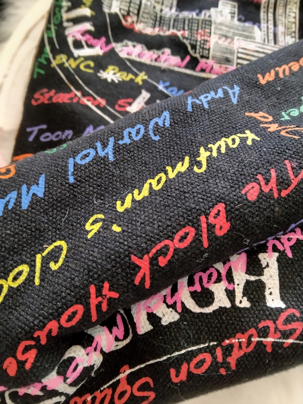 Pittsburgh Skyline Graphic Tote - Black with Rainbow Script - Picture 6 of 8